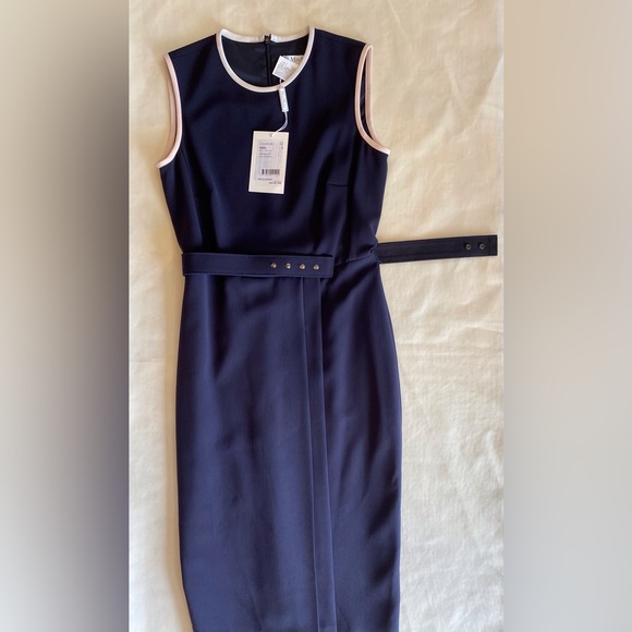 NWT MaxMara Farad Ultramarine and Cream Belted MIDI Dress - Picture 6 of 7